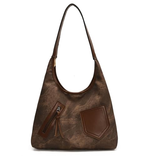 Frauen Achselbeutel Retro Handtasche All Matching Unterarm Casual Pendel Mit Großer Kapazität Schulter Für Tägliche Frauen Lässige Achselhöhle PU Leder Achselgröße Große Kapazität Schulter von UncleS