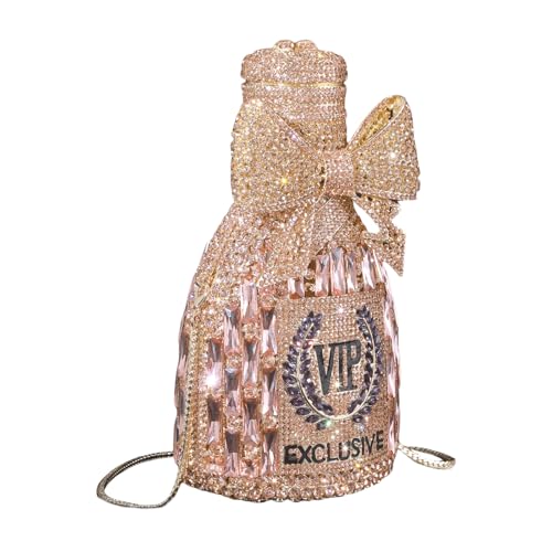 Frauen Champagner Flasche Strauchsteine Abendtasche Süße Bögen Geldbeutel Einzigartige Handtasche Cocktail Party Umhängetaschen Funkelnde Abendessen Tasche von UncleS
