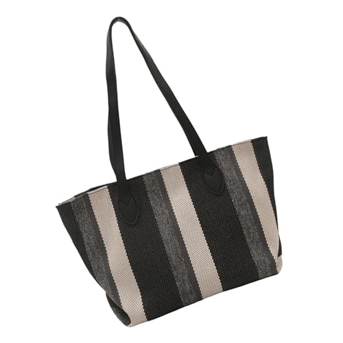 Frauen Modische Gestreifte Leinwand Tasche Stilvolle Schulterhandtasche Mit Geräumigen Fächern Für Schularbeit Und Einkaufen Gestreifte Gelegenheitshandtasche von UncleS