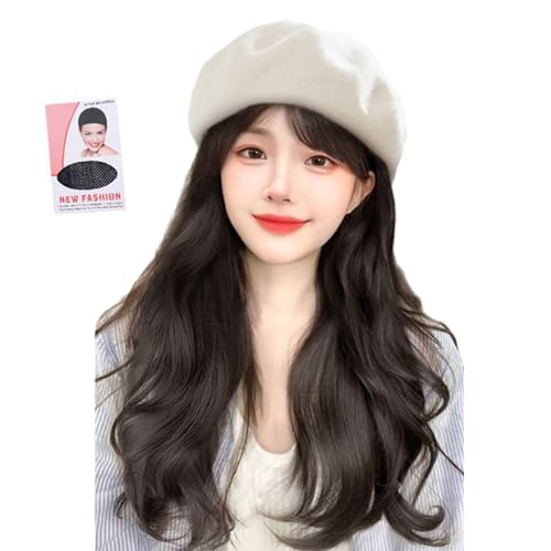 Frauen Rundem Mit Angeschlossenem Natürlichen Langen Lockigen Haar Hohe Temperatur Synthetische Perücken Runde Kappen Für Frauen Mädchen Täglich Verwenden Hitzebeständige Perücken von UncleS