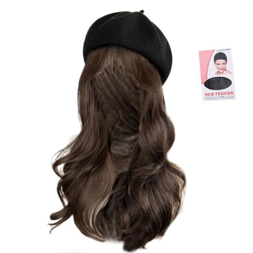 Frauen Rundem Mit Angeschlossenem Natürlichen Langen Lockigen Haar Hohe Temperatur Synthetische Perücken Runde Kappen Für Frauen Mädchen Täglich Verwenden Hitzebeständige Perücken von UncleS