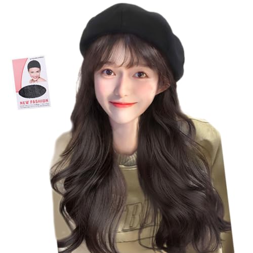 Frauen Rundem Mit Angeschlossenem Natürlichen Langen Lockigen Haar Hohe Temperatur Synthetische Perücken Runde Kappen Für Frauen Mädchen Täglich Verwenden Hitzebeständige Perücken von UncleS