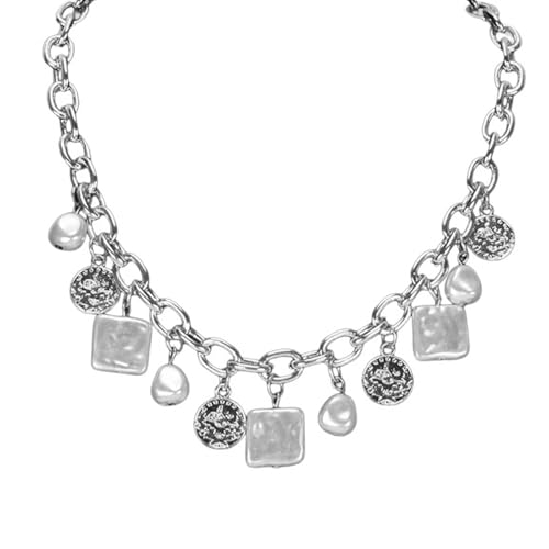 Geometrische Anhänger Halskette Kette Trendy Schmuck Frauen Unregelmäßige Legierungsstruktur Für Tägliche Und Party Vintage Perlen Geeignet von UncleS