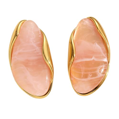 Goldplattierte Ohrringe Geometrisch Geformte Harzohrstollen Edelstahl Frauen Accessoire Leichtes Ohrzubehör Moderne Harzgeometrische Form Ohrringe von UncleS