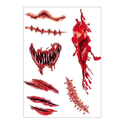 Halloween Tätowierte Aufkleber Realistische Gruselige Mundaufkleber Make Up Für Cosplay Halloween Horror Falsch Blutige Wunde Vorübergehend Tätowiert von UncleS