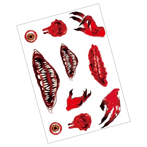 Halloween Tätowierte Aufkleber Realistische Gruselige Mundaufkleber Make Up Für Cosplay Halloween Horror Falsch Blutige Wunde Vorübergehend Tätowiert von UncleS