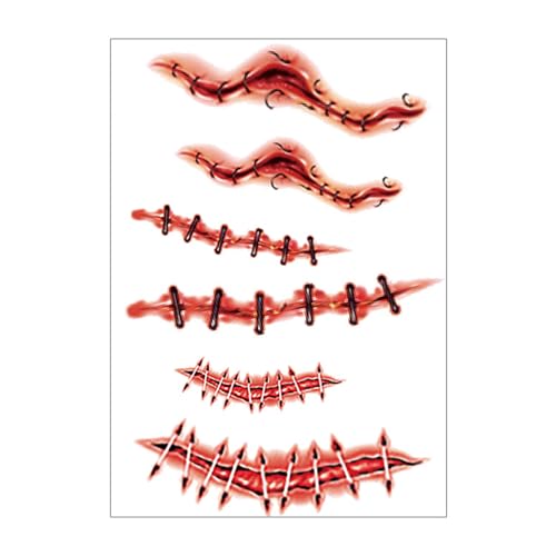 Halloween Tätowierte Aufkleber Realistische Gruselige Mundaufkleber Make Up Für Cosplay Halloween Horror Falsch Blutige Wunde Vorübergehend Tätowiert von UncleS