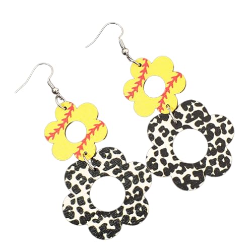 Handgefertigte Hölzerne Ohrringe Accessoire Ohrhaken Schmuck Die Sportliche Stile Mit Blumen Und Kuhdrucken Benutzungsfreundlicher Materialien Präsentieren von UncleS