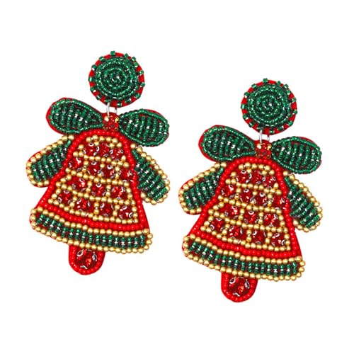 Handgefertigte Weihnachts-Perlenohrringe, saisonale Ohrringe, stilvoller Schmuck für Feiertage und festliche Zusammenkünfte, length：7.2CM，width：4.2CM, Kunststoff von UncleS