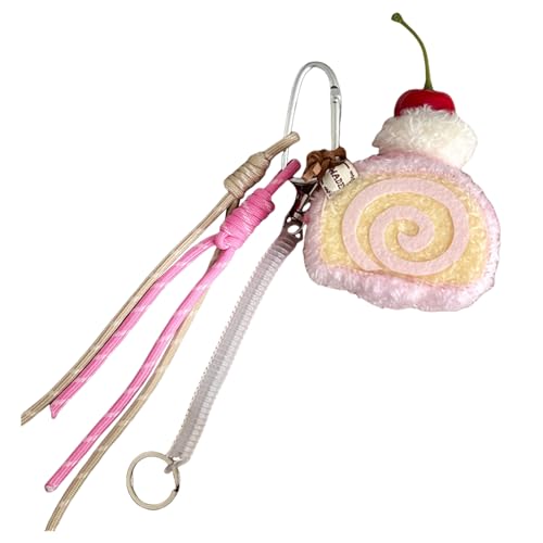 Handgefertigter Schlüsselbund Weiche Plüsch Kuchen Serie Bag Anhänger Mode Keyring Rucksack Dekoration Für Frauen Und Studenten Tasche Charme Accessoire von UncleS