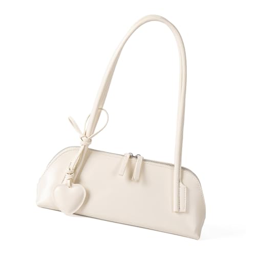 Kompakte Damen Unterarmtasche mit mehreren Fächern PU Schultertasche Herz Dekor Casual Handtasche für verschiedene Anlässe Modische PU Leder Handtasche, weiß, One Size Kompakte Damen Unterarmtasche mit mehreren Fächern PU Schultertasche Herz Dekor Casual Handtasche für verschiedene Anlässe Modische PU Leder Handtasche, weiß, One Size von UncleS