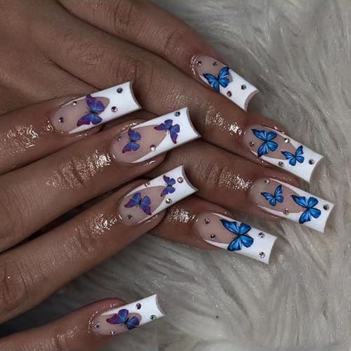 Künstliche Nägel zum Aufdrücken, Sarg, Acryl, vollständige Abdeckung, künstliche Klebstoffe, für Frauen und Mädchen, Design von UncleS