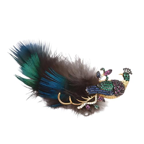 Legierungspfäksnadel Mit Zirkonsteinen Exquisite Handwerkskunst Schmuck Kleidung Accessoires Geschenk Für Frauen Und Männer Premium Legierung Feder Brosche Brosche von UncleS