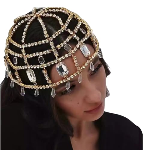 Luxuriöse Glitzernde Strasssteine Haarkette Kopfbedeckung Mit Quasten Design Perfekt Für Abendkleider Und Besonderer Anlass Luxuskristallhaarkette von UncleS