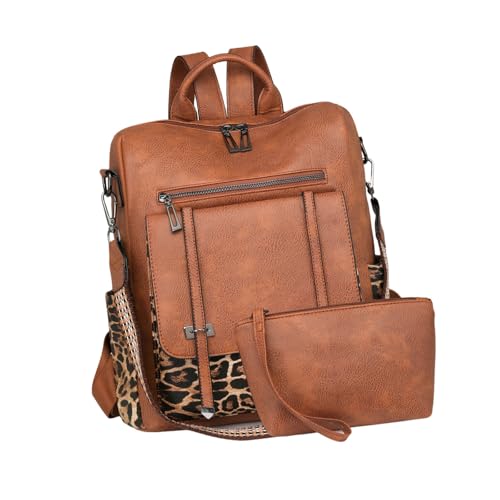 Mode Frauen Leder Rucksackhandtasche Für Mit Geräumiger Innenschule Casual Make Up Taschen Reisen Daypack Elegant Damen Rucksack von UncleS