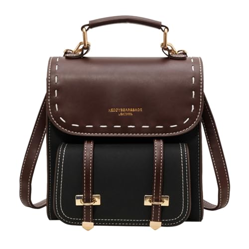 Moderne Rucksäcke für Teenager, Premium-PU-Leder, ergonomische Umhängetasche, ergonomische Schultertasche, stilvolle Unisex-Büchertasche, Schwarz , One Size von UncleS