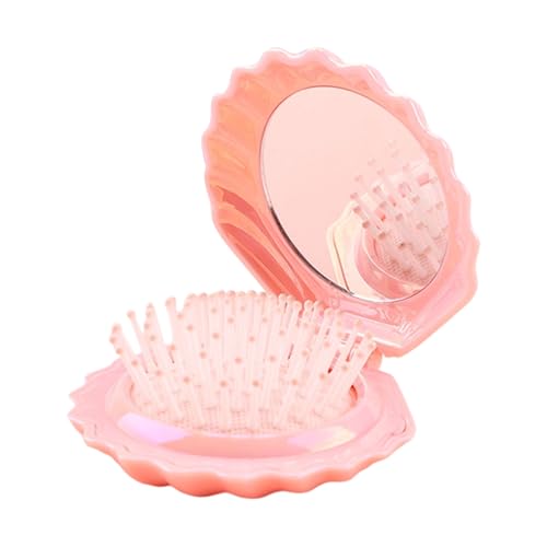 Muschelförmiger Kamm, luftgepolsterte, faltbare Haarbürste, kompaktes Reise-Design, für Damen und Mädchen, Geschenk, eleganter Muschelkamm mit Metall Muschelförmiger Kamm, luftgepolsterte, faltbare Haarbürste, kompaktes Reise-Design, für Damen und Mädchen, Geschenk, eleganter Muschelkamm mit Metall von UncleS