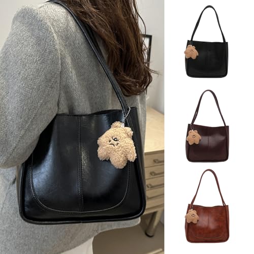 PU Leder Achselstasche Große Kapazität Umhängetasche Retro Handtasche Mit Anhänger Für Frauen Und Mädchen Lässig Tägliche Verwendung Professioneller Geldbörse von UncleS