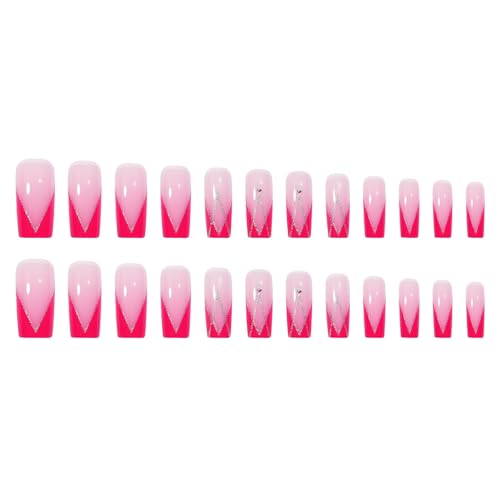 Quadratische Nägel zum Aufdrücken, künstliche Nägel, Pailletten, zum Aufkleben auf künstliches Acryl, 24 Stück, für Frauen und Mädchen, Acrylkleber, Nagel für Frauen, transparent von UncleS