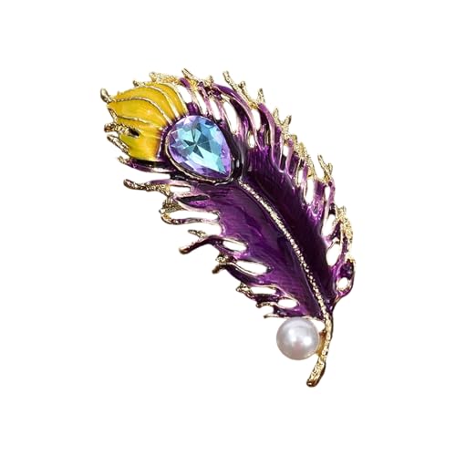 Schimmernde Pfauen Gefiederte Brosche Multi Ton Strassverzerrung Lampe Pin Kleidung Accessoire Für Frauen Und Männer Strasssteine Brosche von UncleS