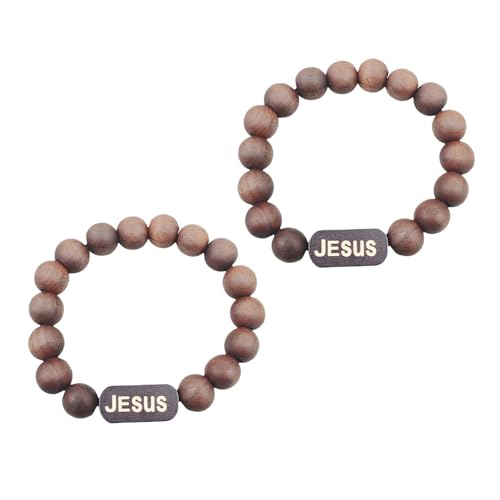 Set Von 2 Holzperlen Handchain Einstellbare Länge Armband Für Taufe Und Erste Gemeinschaft Christlicher Religiöser Schmuck Religiöse Schmuck Für Männer Und Frauen von UncleS