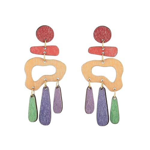 Stilvolle Geometrische Ohrringe Handwerk Von Robusten Holzmaterialien Und Auffälligen Modezubehör Täglich Kausalkleidung Fashion Statement Schmuck Schmuck von UncleS
