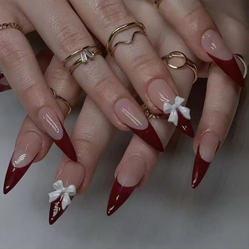 Stilvolle Künstliche Nägel Presse Mit Bögen Designs Französische Tipps Valentinstag Falsch Für Frauen Mädchen Modischer Falscher Nagel von UncleS