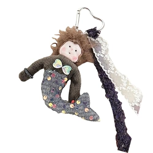 Stylish Lace Ribbon Toy Keyring Anhänger Für Frauen Und Mädchen Paillierte Meerjungfrau Puppen Charme Für Rucksäcke Und Schlüsselschmuck Meerjungfrau Keychain Ornament von UncleS
