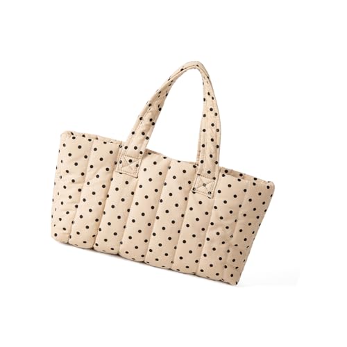 Trendige übergroße Umhängetasche mit Punktemuster, geräumige Handtasche, ergonomisch, Polyester, lässige Tasche für den täglichen Gebrauch, stilvolles Punkt-Design, Arbeit, khaki, One Size von UncleS