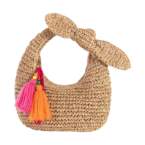 Trendy Strand Hochzeit Handtasche Freundliche Strohbeutel Dekorative Bögen Handtaschen Für Reisen Und Abend Anlass Strand Gewebter Abendtasche von UncleS