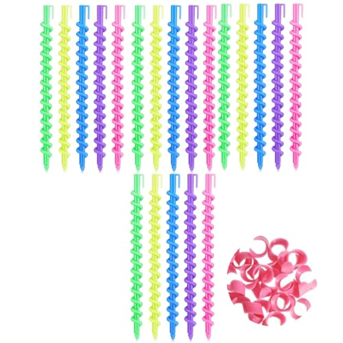 UncleS 20 Stück Spiralen Dauerwellenstäbe Hitzelose Locken Stab über Nacht Haar Roller Lockenwickler Spiralen Locken Stäbe Dauerwelle Lockenwickler Set Damen von UncleS