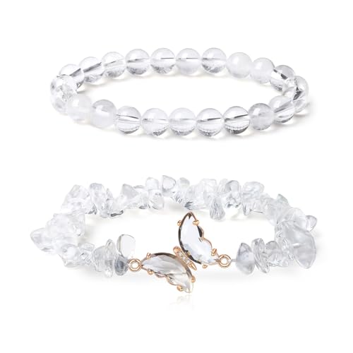UncleS 2pc Vielseitige Schmetterling Handkette Elegante Handgefertigte Kristall Schmetterlingsarmband Set Stylish Perlen Handgelenk Schmuck Mode Accessoire Frauen Frauen von UncleS