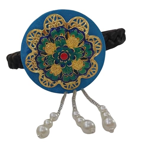 UncleS Blue Glaze Perlen Koreanische Haare Traditionelles Stirnband Für Bühnenshows Und Ethnische Festivals Handgefertigtes Haarzubehör Kulturelle Mode Kopfbedeckung von UncleS