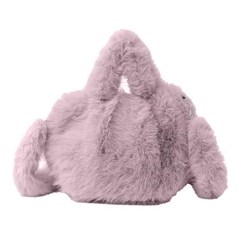 UncleS Bonbonfarbe Fauxpelze Plüsch Handtasche Crossbody Round Bag Für Frauen Winter Dicker Pelziger Schulterbetrieb Mit Oberen Fuzzy Geldbörse von UncleS