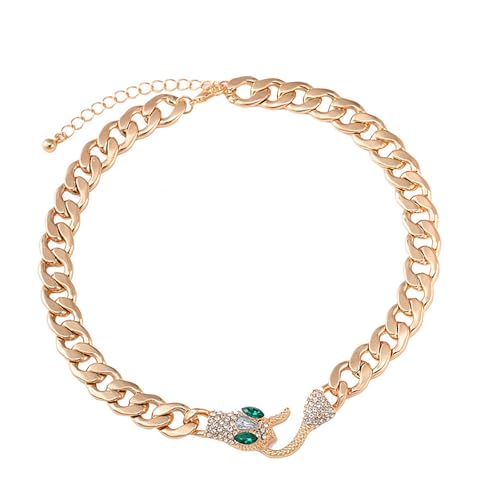 UncleS Edgy Pythons Charm Choker Halskette Mit Schwarz Silbernen Zirkon Kubanischen Verbindungskette Für Anime Ästhetische Lookstile Tragen Sie Eine Verstellbare von UncleS
