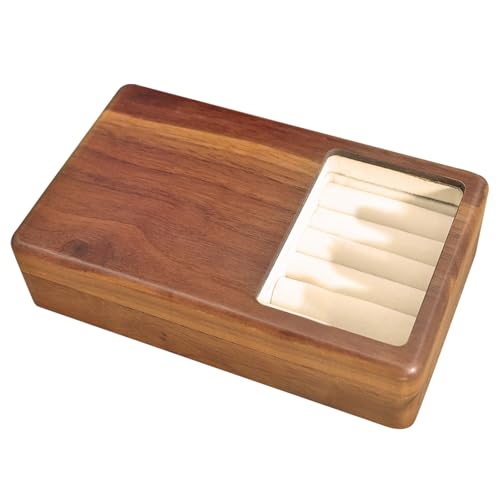 UncleS Effektive Walnussholzschmuckschatulle Tragbarer Aufbewahrungskoffer Mit Gläser Schutzkiste Für Sammler Plüsch Ausgekleidet Schmucktasche von UncleS