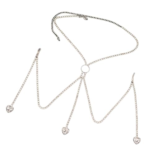 UncleS Einzigartige M Muster Teardrop Herz Charme Körperkette Silber/Gold Ton BH Kette Accessoire Leichtes Frauenschmuck Moderne Frauen Accessoires von UncleS
