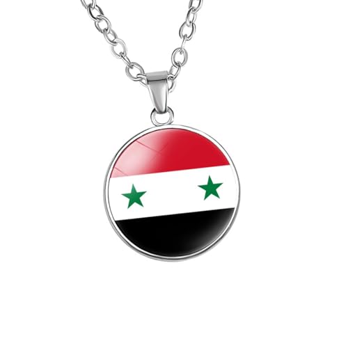UncleS Einzigartige Syrien Flaggen Anhänger Halskette Für Sammler Und Modeliebhaber Suchen Unverwechselbare Schmuck Statement Stücke Syrische Flagge Halskette von UncleS