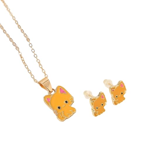 UncleS Elegantes Katzenhalskette und Ohrstecker-Set als Geschenk für Damen und Kinder, Legierungstextur für Party und Alltag von UncleS