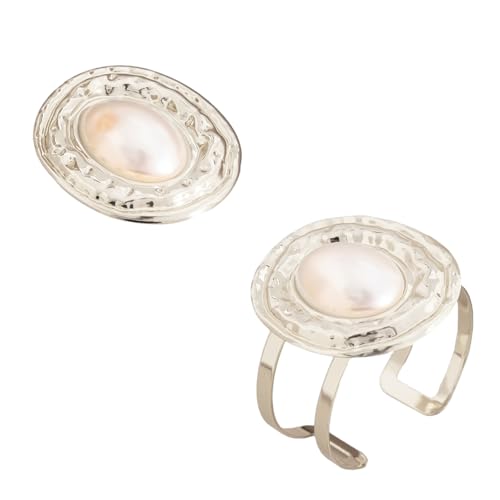 UncleS Elegantes ovales Armband und Ringe, übertriebener Schmuck, modisches Damen-Accessoire für den Alltag oder Abendpartys von UncleS