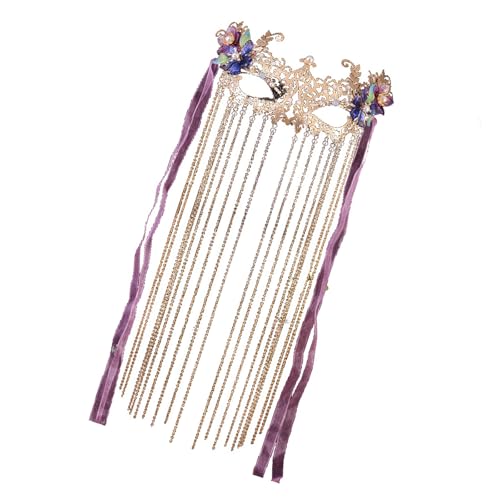 UncleS Exotische Quastengesichtsmaske Mit Handgefertigten Retro Perlen Gesichtsschleifer Schmuck Für Tanzdauer Hochzeit Braut Kopfbedeckung Handgefertigter Quasten Schleier von UncleS