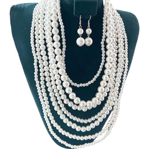 UncleS Faux Pearls Halskette Und Ohrringe Set Damen Faux Pearls Layered Halskette Und Ohrringe Kollektion Für Versammlungen Europäischer Stil Juwely UncleS Faux Pearls Halskette Und Ohrringe Set Damen Faux Pearls Layered Halskette Und Ohrringe Kollektion Für Versammlungen Europäischer Stil Juwely von UncleS