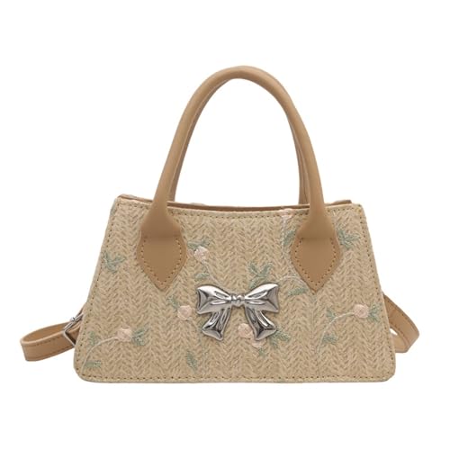 UncleS Frauen Florale Umhängetasche Stroh Strandquadrat Bordknoten Crossbody Messenger Handtasche Für Reisebodus Frauen Crossbody Blumenstrand Mode Schulter Bogenknotenhandtasche Handtasche von UncleS