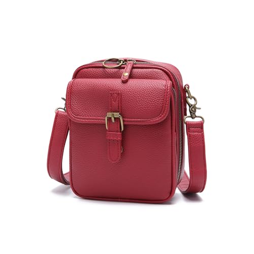 UncleS Frauen Mann Umhängetasche Stylisches Telefon PU Leder Crossbody Kleine Geldbörse Doppelschicht Boten Für Tägliche Frauen Schulter Zweischicht Crossbody Man Telefon Kleines Pendeln von UncleS