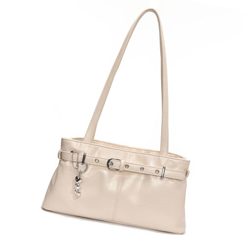 UncleS Frauen PU Umhängetasche Stilvolle Achselhalterhandtasche Modische Achselhöhlen Taschen Mit Charmedekoration Für Den Täglichen Gebrauch Frauen Mode Umhängetasche von UncleS
