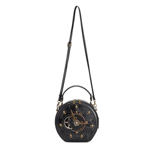 UncleS Frauen Tasche Retro Crossbody Punk Schulter Handtasche Stylische Boten Für Den Täglichen PU Leder Crossbody Für Frauen Uhr Steampunk Schande Handy von UncleS