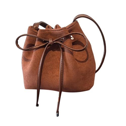 UncleS Frauen Umhängetasche Süße Bögen Eimer Kordelmessen Trendige Handtasche PU Leder Crossbody Für Tägliche Süße Bögen Crossbod von UncleS