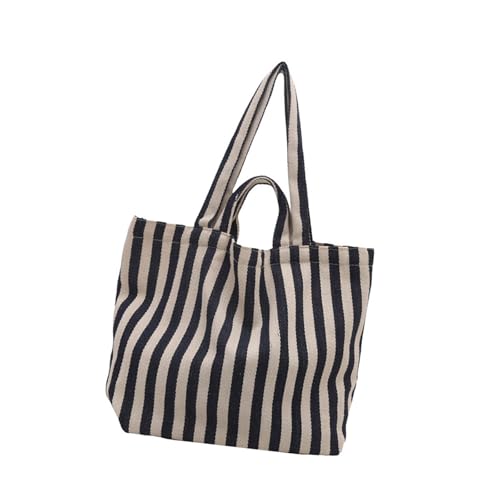 UncleS Großkapazität Handtasche Gestreifte Umhängetaschen Schüler Schule Leinwand Pendeln Mode Shopping Alltag Frauen Handtasche Streifen Schulter Canvas Mode Shopping Täglich von UncleS