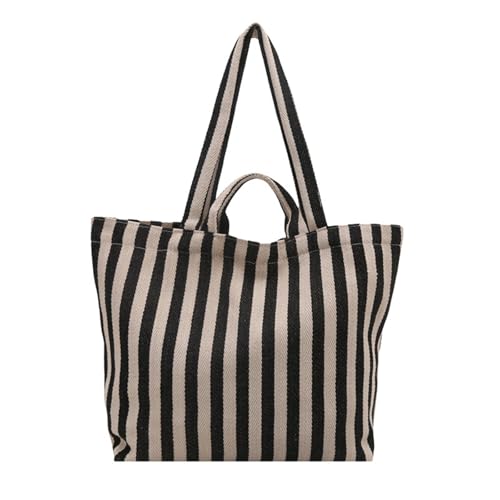 UncleS Großkapazität Handtasche Gestreifte Umhängetaschen Schüler Schule Leinwand Pendeln Mode Shopping Alltag Frauen Handtasche Streifen Schulter Canvas Mode Shopping Täglich von UncleS