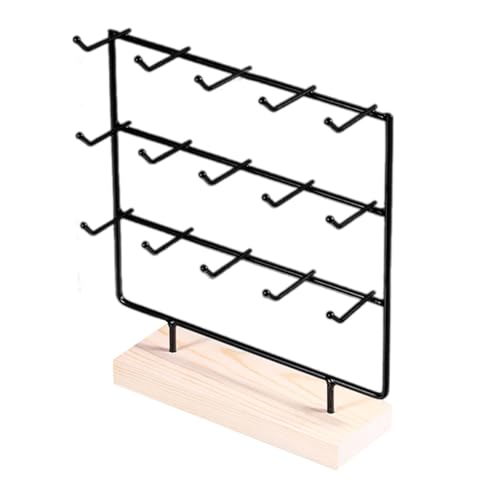 UncleS Holzbasis Ohrring Organizer Stand Für Einzelhandel Display Frauen Schmuck Lagerregal Elegante 3 Stufe Zubehör Hochkapazität Ohrring Rack von UncleS